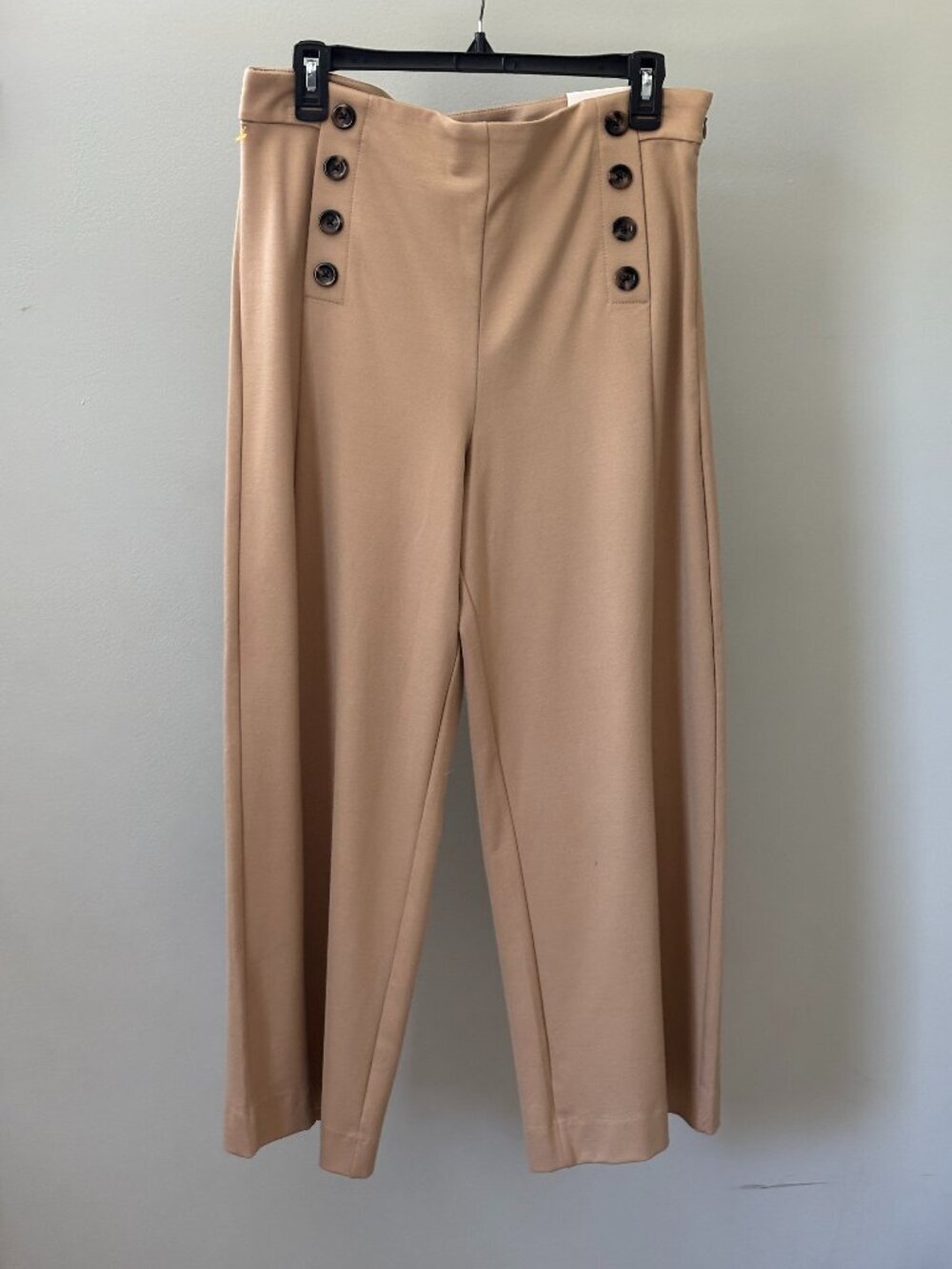 Ann Taylor Sailor Wide Leg Pants Camel Button Trim 12 NWT